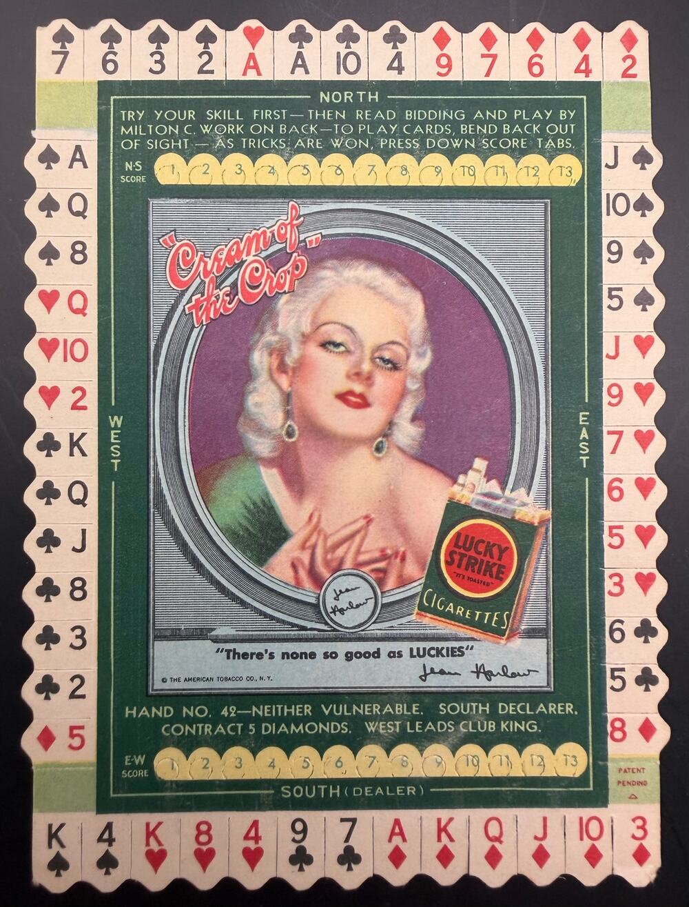 1930s Lucky Strike Bridge Punch Game Jean Harlow Platinum Blonde, Public Enemy